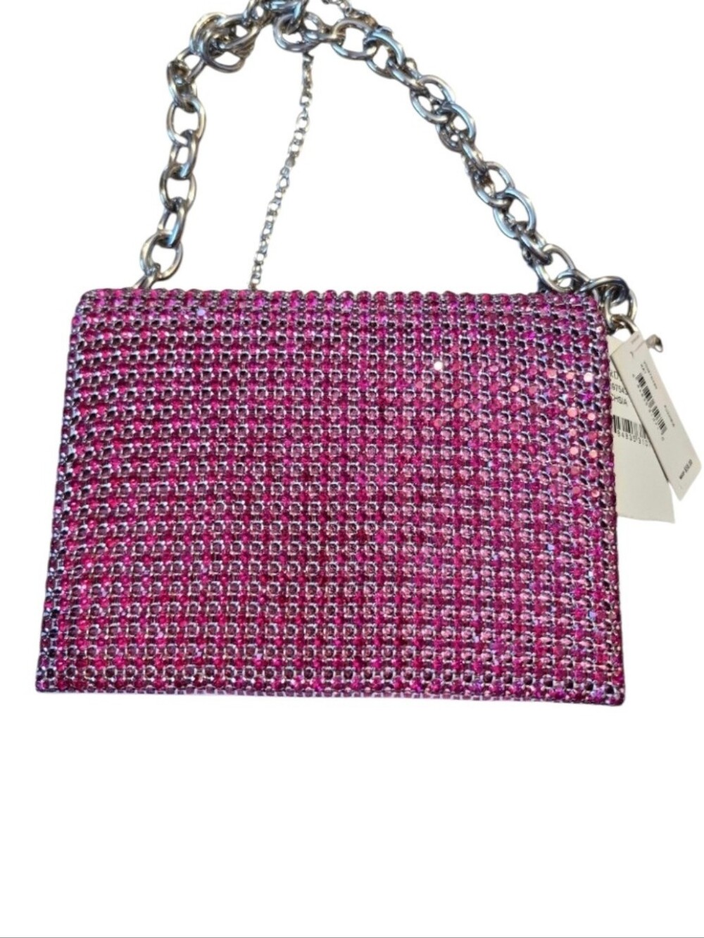 Jessica McClintock KAT Purse Clutch Fuchsia Pink Crystal Rhinestone Evening Bag